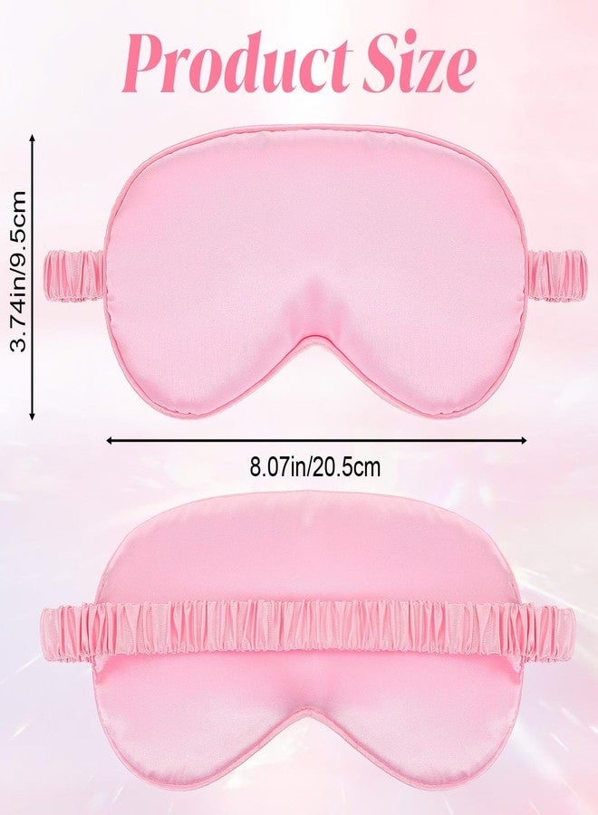KFHENSOMR Silk Sleep Eye Mask 4 Pack Mulberry Silk Sleep Mask Eye Cover Blindfold with Elastic Strap Cute Satin Soft Eyeshade Masks for Women Night Sleeping Travel Nap (Pink) - Image 2